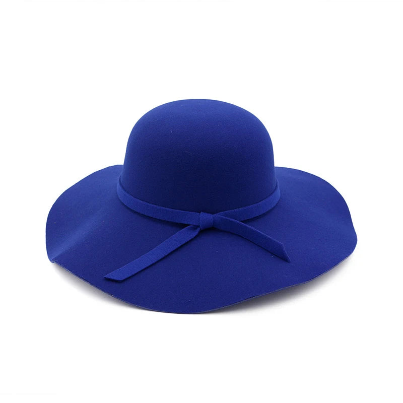 winter Hats For Women Bucket cap Soft Vintage Wide Brim Wool Felt Bowler Fedora Hat Floppy Cloche Women's Large Hat Church cap