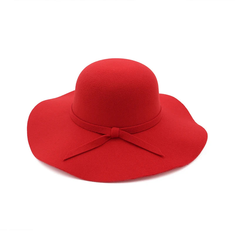 winter Hats For Women Bucket cap Soft Vintage Wide Brim Wool Felt Bowler Fedora Hat Floppy Cloche Women's Large Hat Church cap
