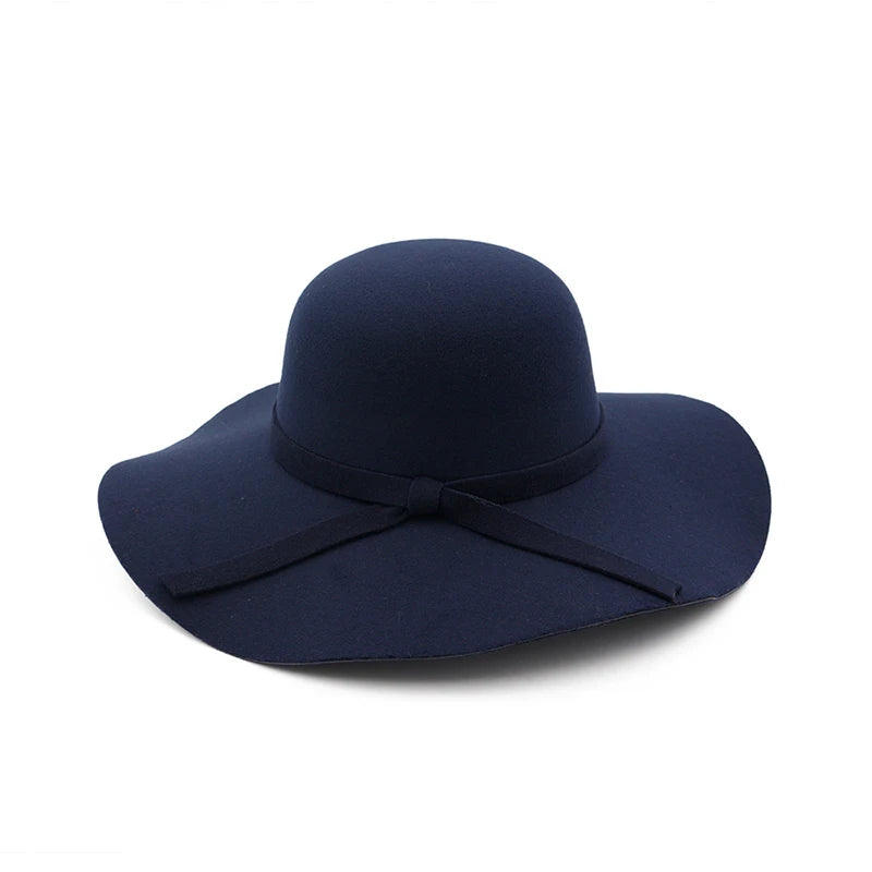 winter Hats For Women Bucket cap Soft Vintage Wide Brim Wool Felt Bowler Fedora Hat Floppy Cloche Women's Large Hat Church cap