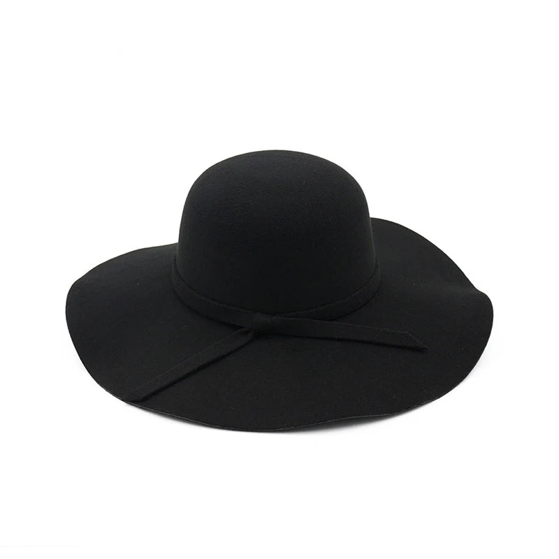 winter Hats For Women Bucket cap Soft Vintage Wide Brim Wool Felt Bowler Fedora Hat Floppy Cloche Women's Large Hat Church cap