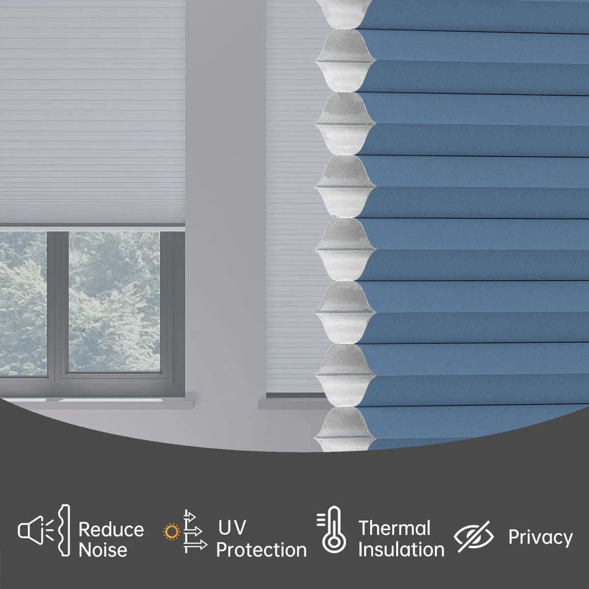 Blackout Cordless Cellular Shades Pull Down Honeycomb Blinds  Custom Side Window Treatment for Home Office Living Room