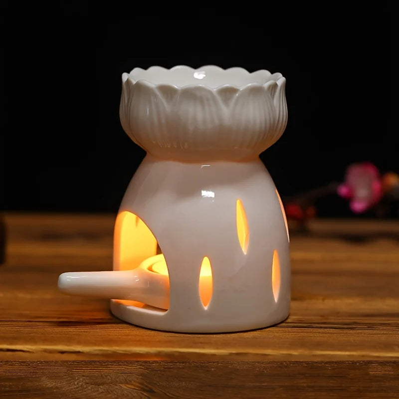 1 Set Ceramic Candle Burner and Essential Oil Diffuser, Suitable for Home Decoration and Gifts,Christmas and Warm Family Present