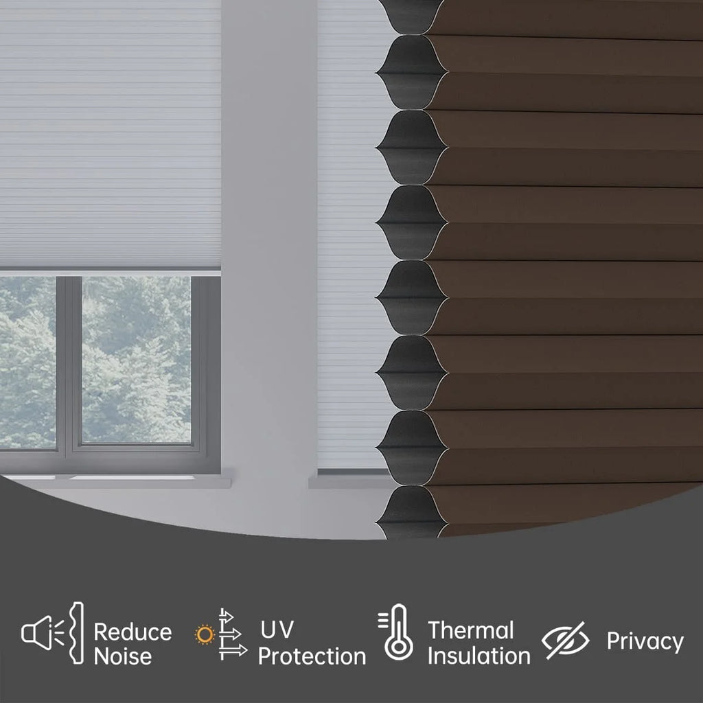 Blackout Cordless Cellular Shades Pull Down Honeycomb Blinds  Custom Side Window Treatment for Home Office Living Room