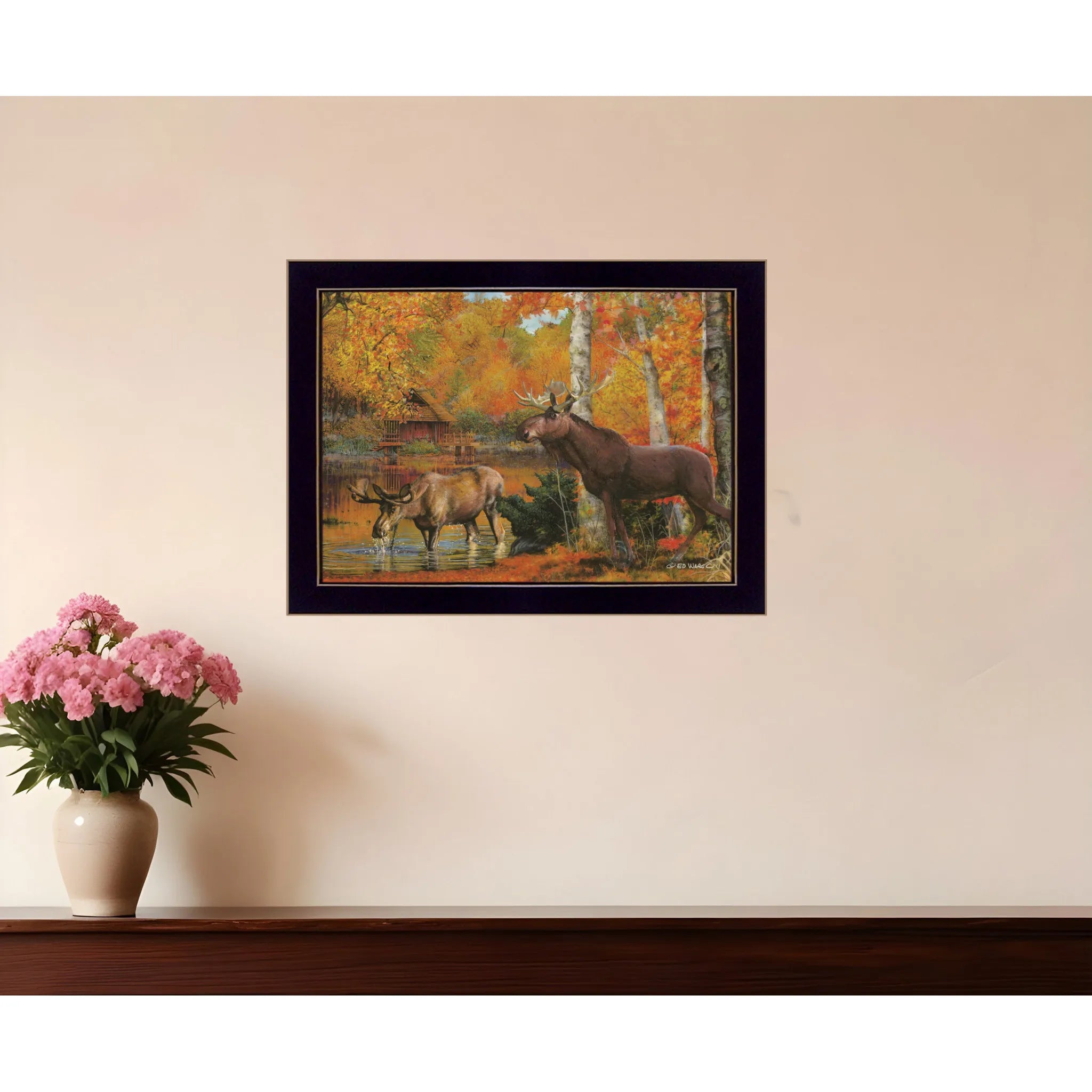 "Black Framed 'Peaceful Retreat' Print Wall Art for Home Decor"
