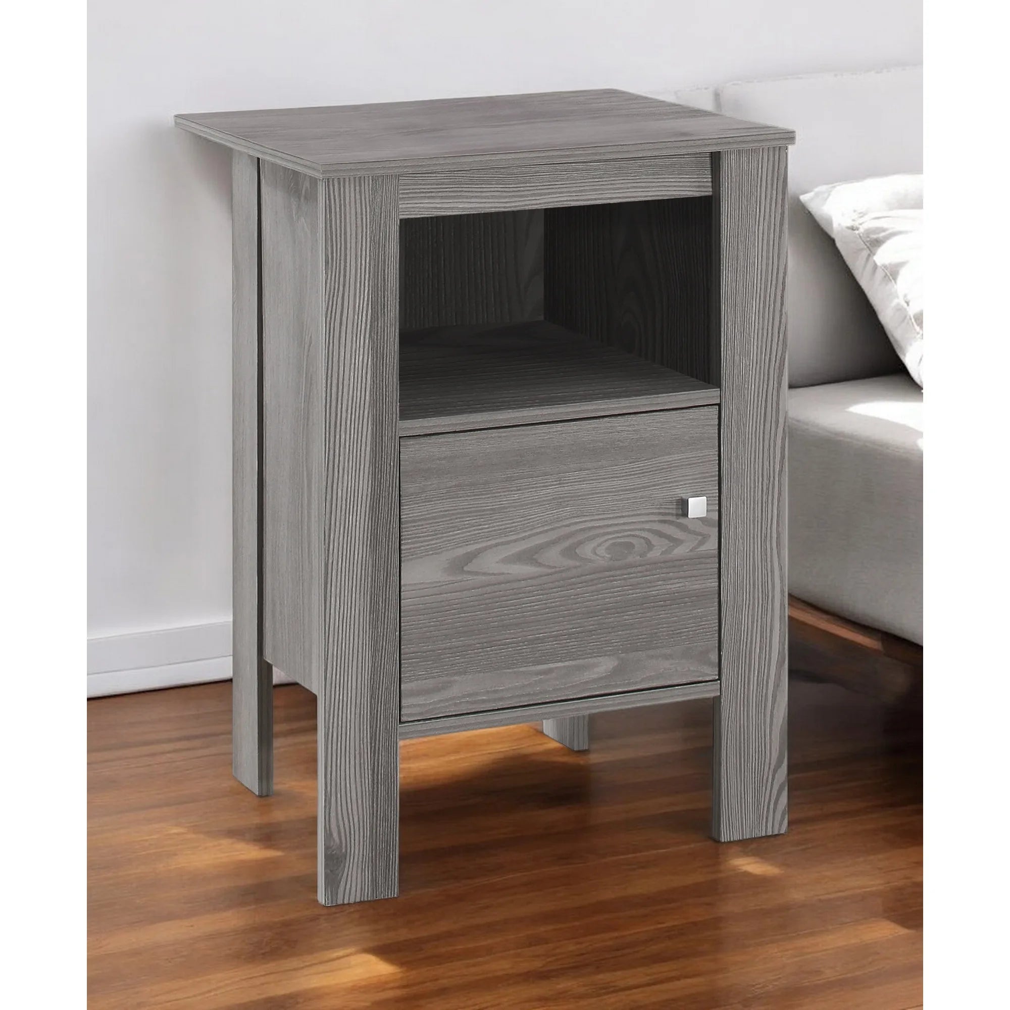 HMS 24\" Gray Wood Console Table with Shelf Elegant End Table for Home Decor