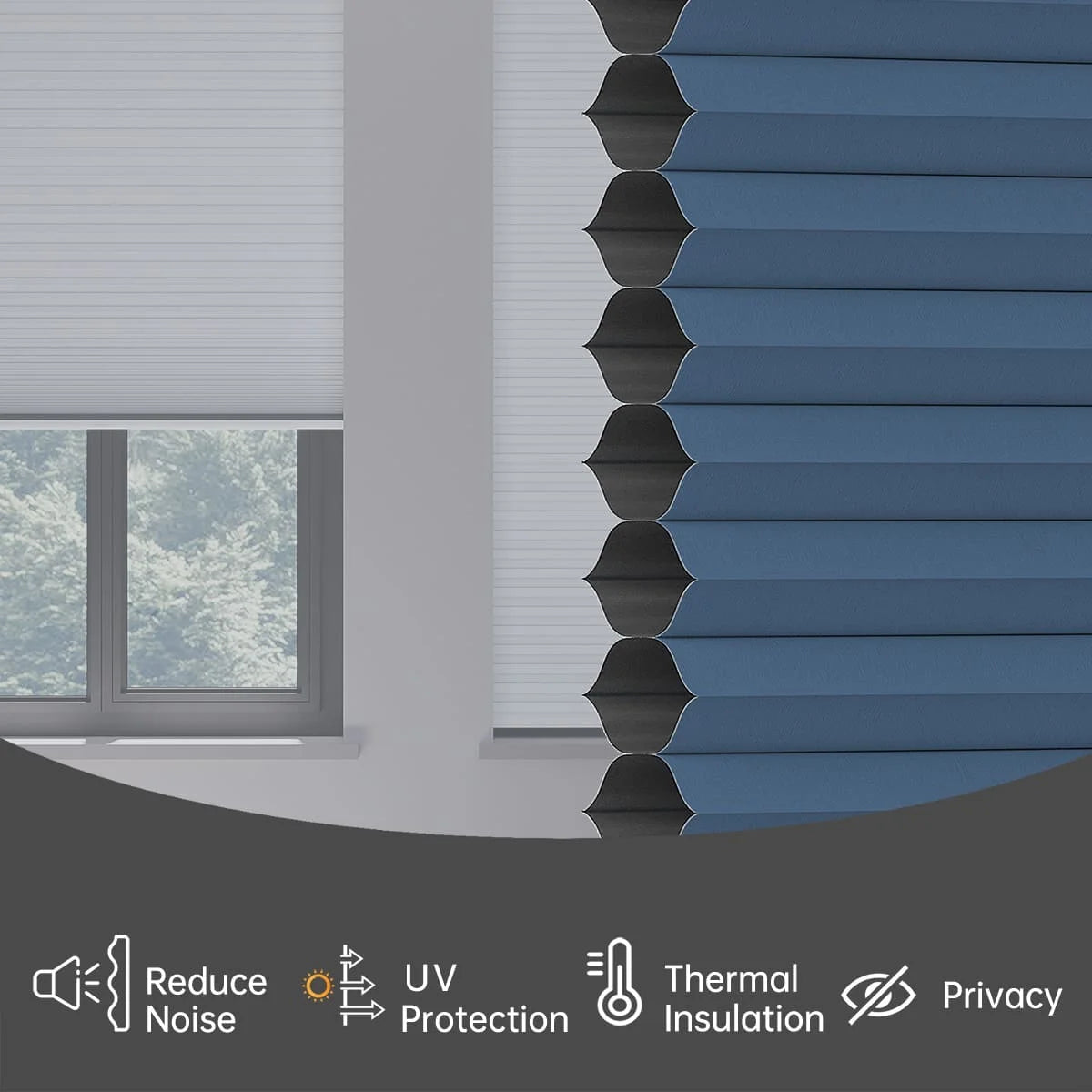 Blackout Cordless Cellular Shades Pull Down Honeycomb Blinds  Custom Side Window Treatment for Home Office Living Room