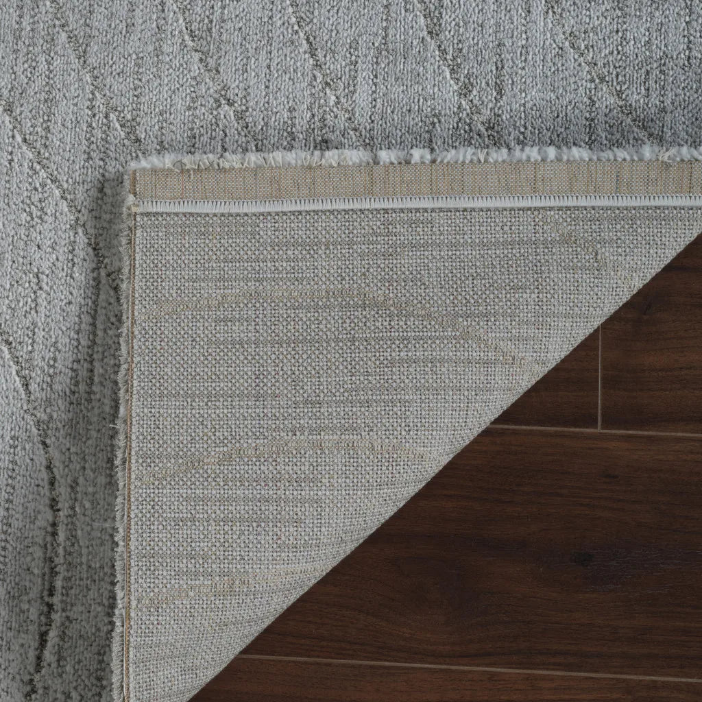 HMS 8' Gray Abstract Non-Skid Runner Rug Handmade Tufted Modern Carpet Washable Wool Polyester Silk Foam for Home Prayer Use