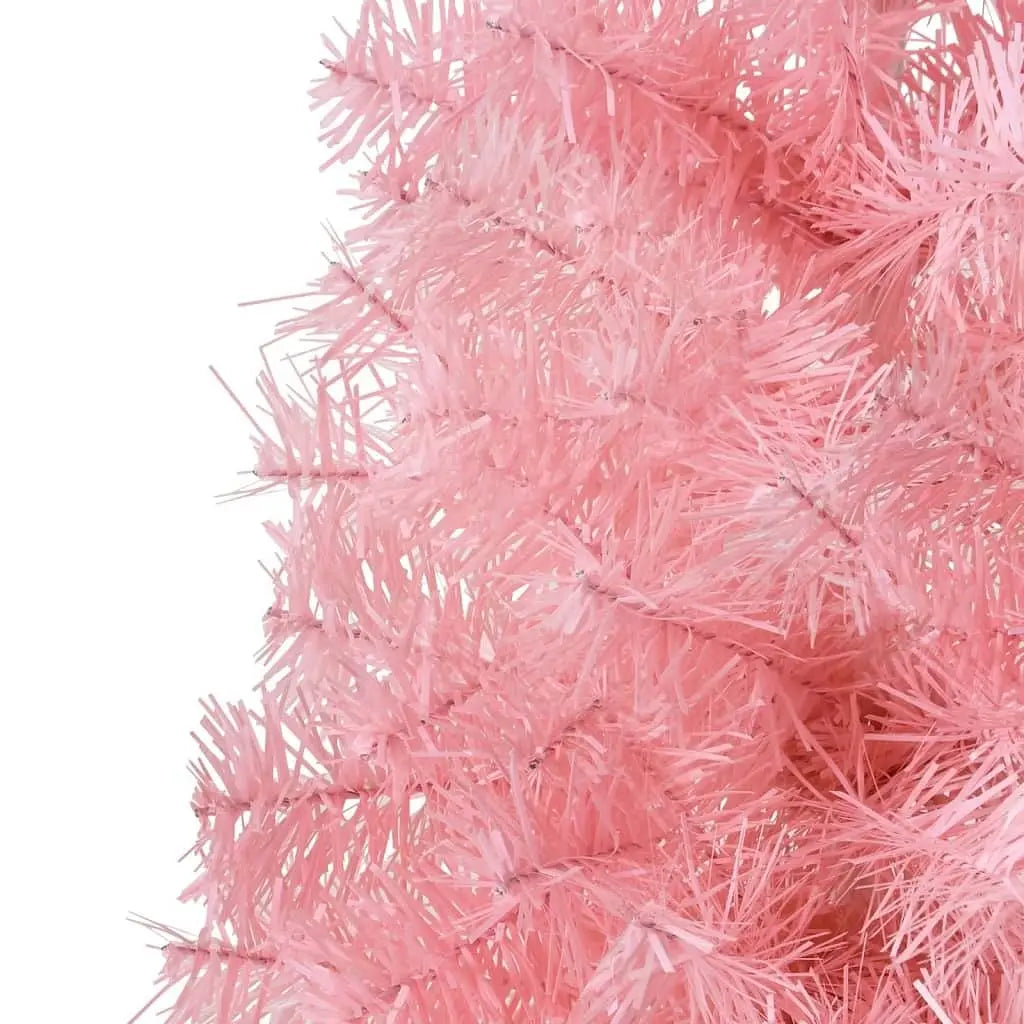 W2B VidaXL Modern Luxury Artificial Half Christmas Tree 180 cm Pink PVC & Steel Customizable Stand for Decorated Home