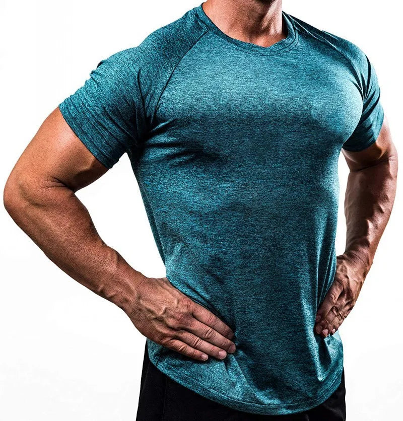 Sports Training Clothes Fitness Clothes Men's Fast Dry Breathable Sports Running High Elastic Tights Short Sleeves