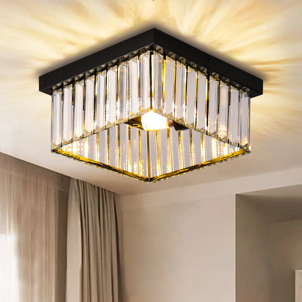 Modern Nordic Gold Crystal Pendant Ceiling Lights K9 Crystals Square Chandelier for Living Room and Hotel Home Decor