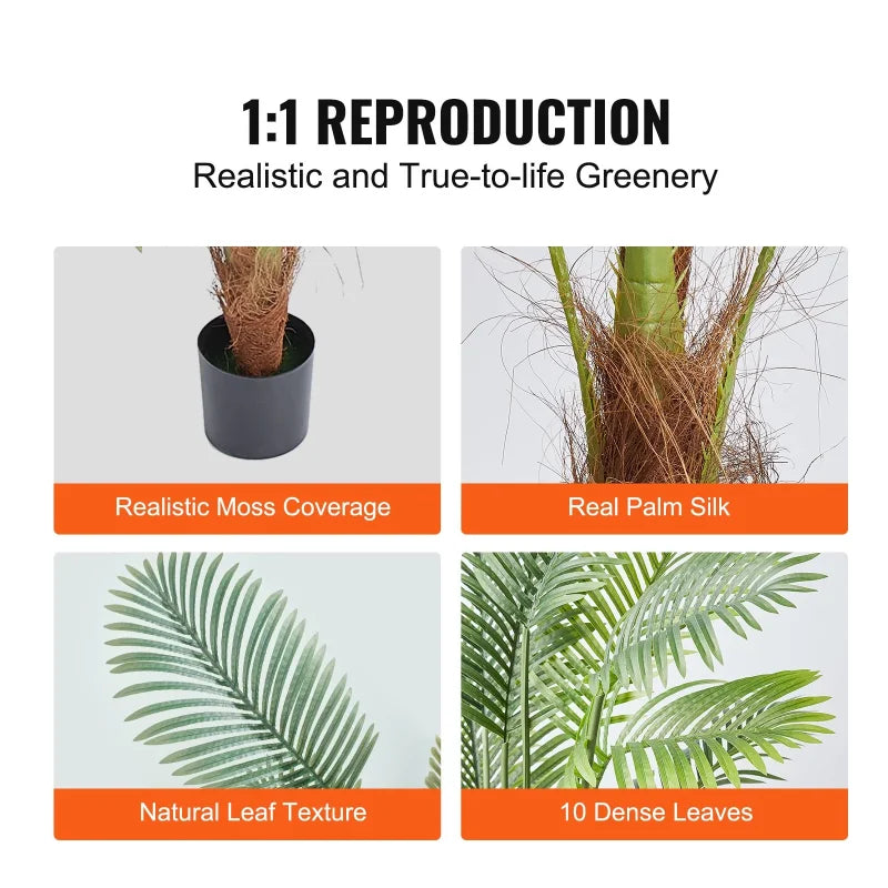 4 FT Tall Artificial Palm Tree Secure PE Material Anti-Tip Tilt Protection Indoor/Outdoor Home Office Warehouse Decor