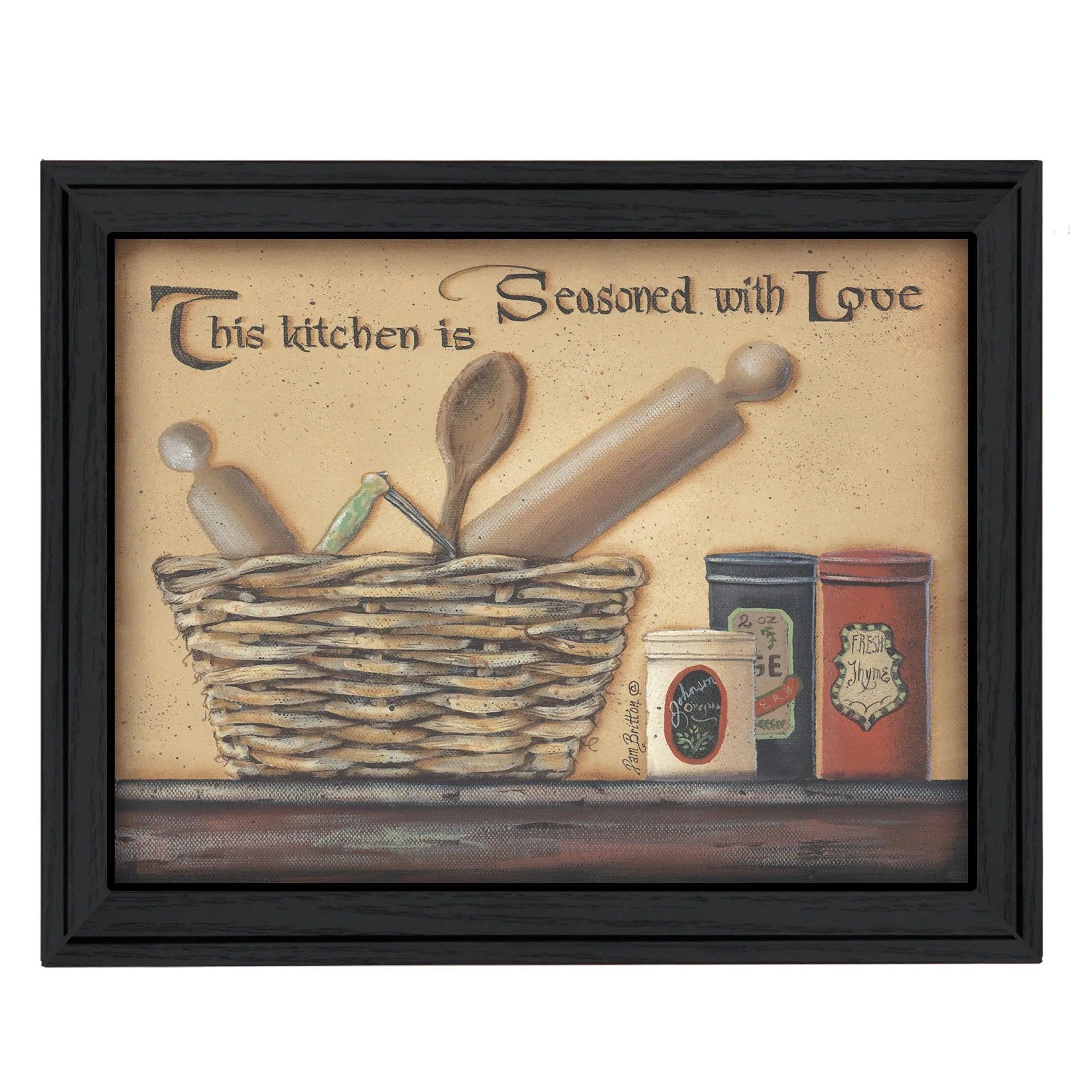 HMS Seasoned with for Love Black Framed Kitchen Wall Art Print Home Decor
