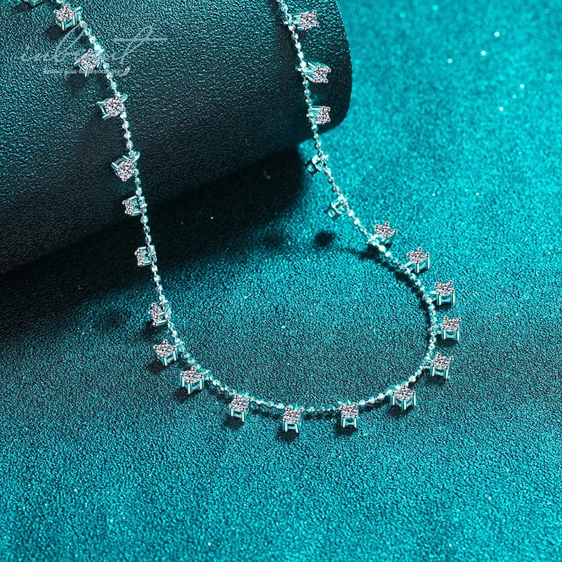 Silver 925 Original Total 3-9 Carat Diamond Test Past Brilliant Cut D Color Moissanite Full Star Pendant Necklace Fine Jewelry