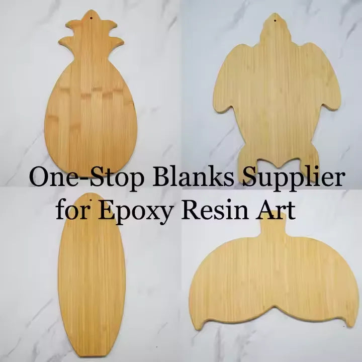 US Free Shipping Customized  Epoxy Resin Blanks Turtle Shaped Eco-Friendly Bamboo Cutting Board for Home Decor