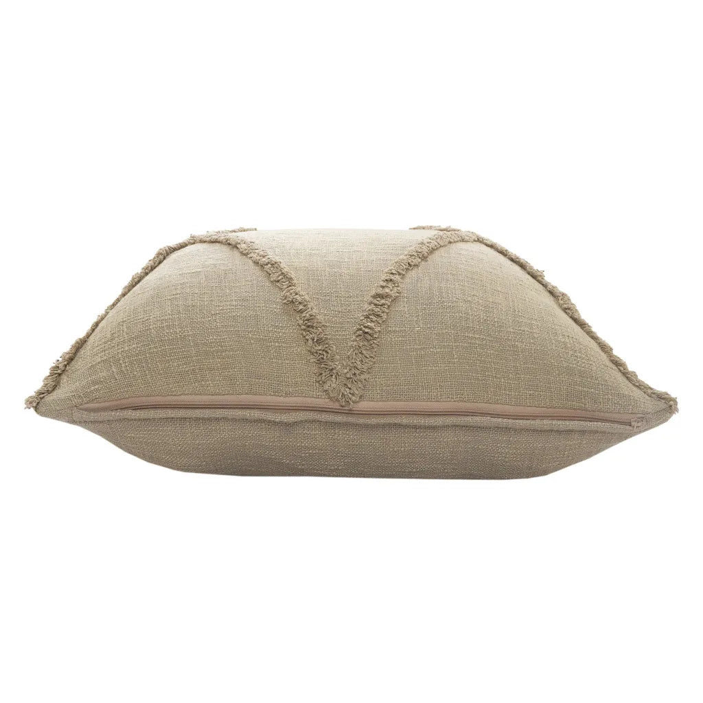 HMS Set of Two Taupe and Brown Diamond Cotton Throw Pillow with Fringes Decorative & Stylish for Home or Office