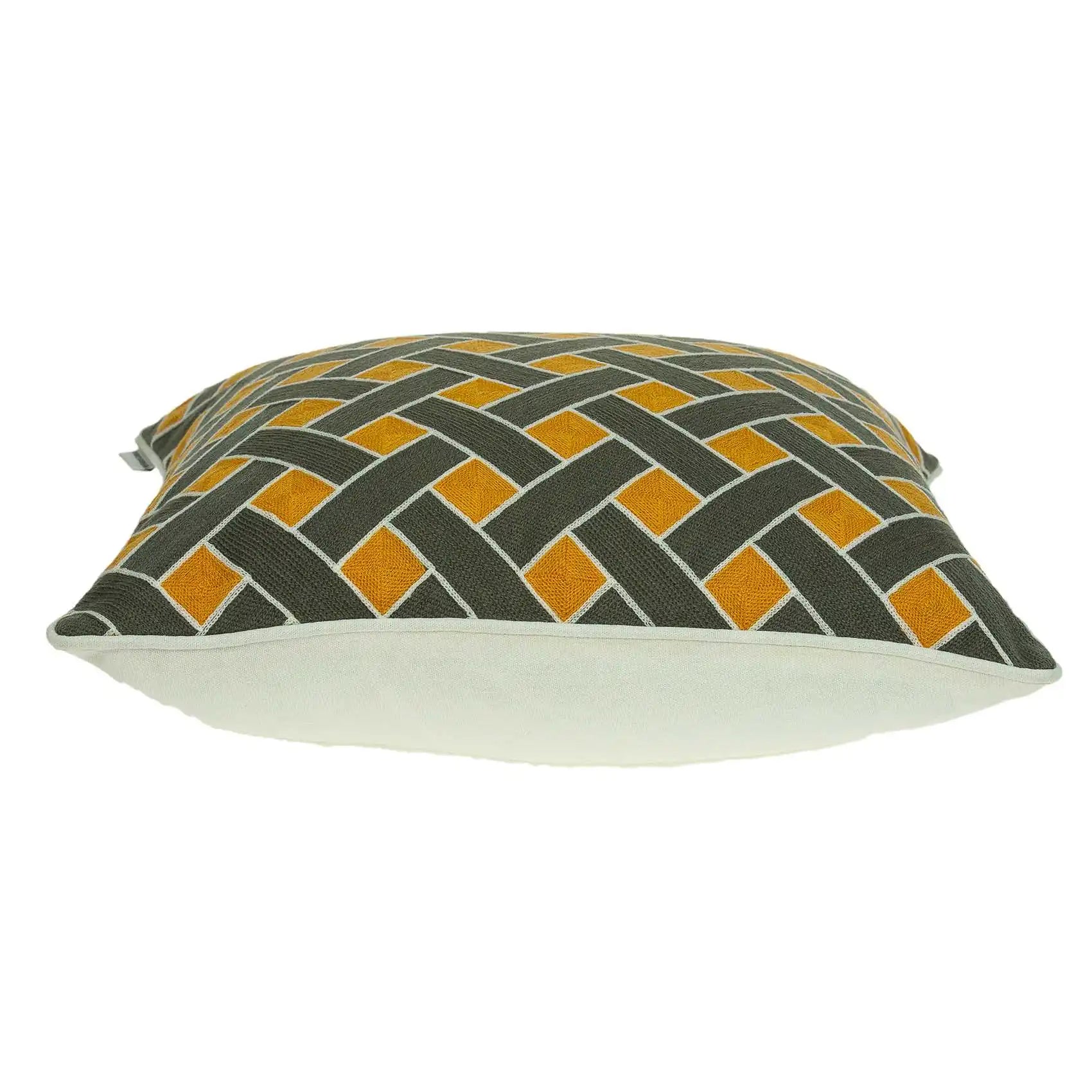 HMS 20\" Gray and Orange Braided Cotton Throw Pillow Decorative & Stylish Pillow for Home Decor