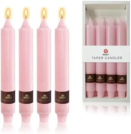 Ivory Taper Candles 9 Inch 4 Pack Fat Candle Taper Candles Smokeless Unscented Tall Candlesticks Home Decor Weddings