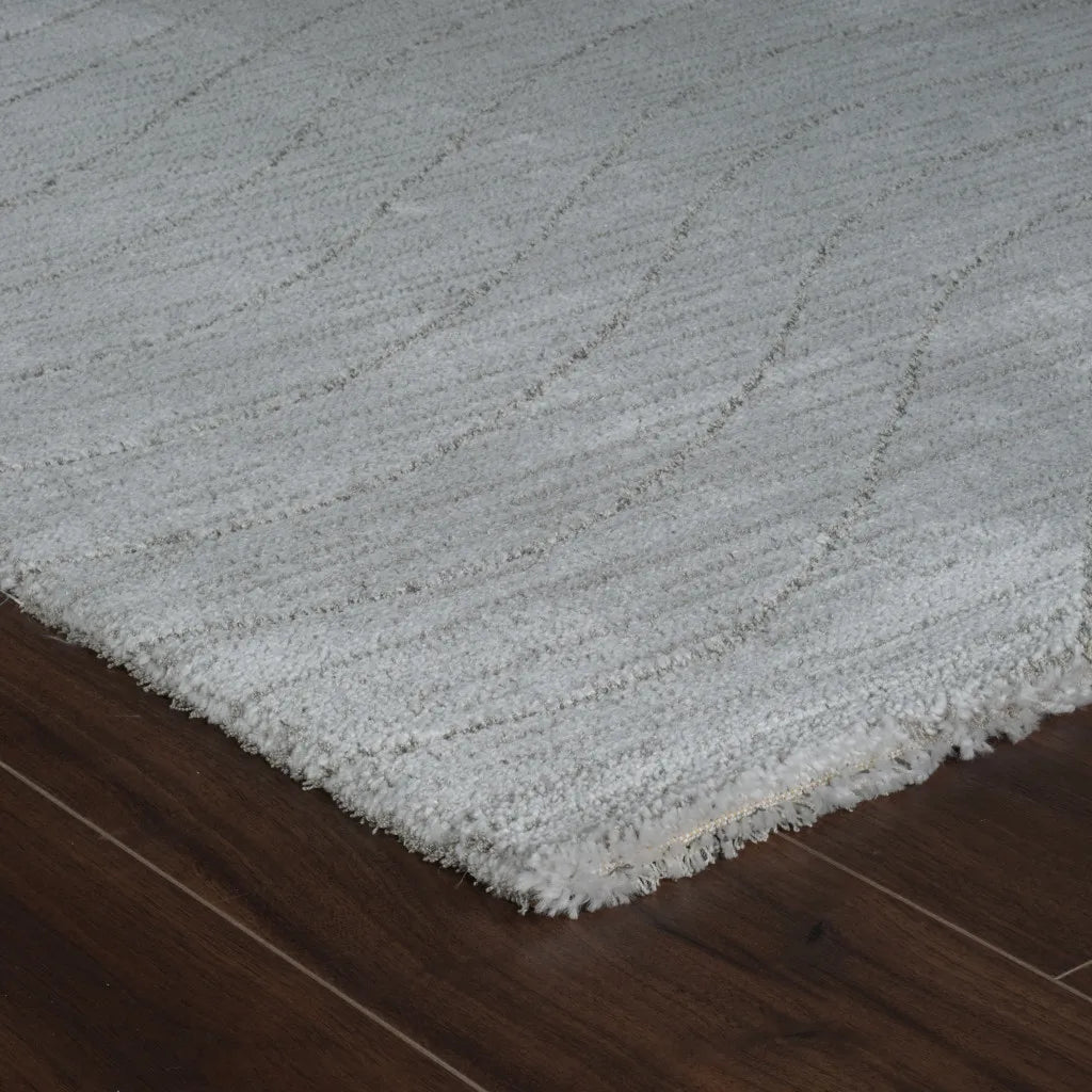 HMS 8' Gray Abstract Non-Skid Runner Rug Handmade Tufted Modern Carpet Washable Wool Polyester Silk Foam for Home Prayer Use