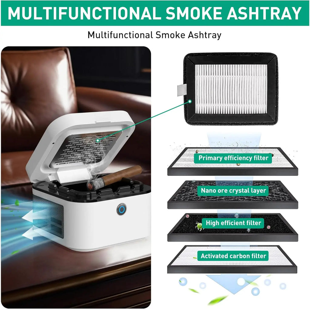 Free Shipping Air Purifier Multifunctional Smokeless Ashtray for Cigarette Smoker, HEPA Filter Smoke Ashtray for Home Office