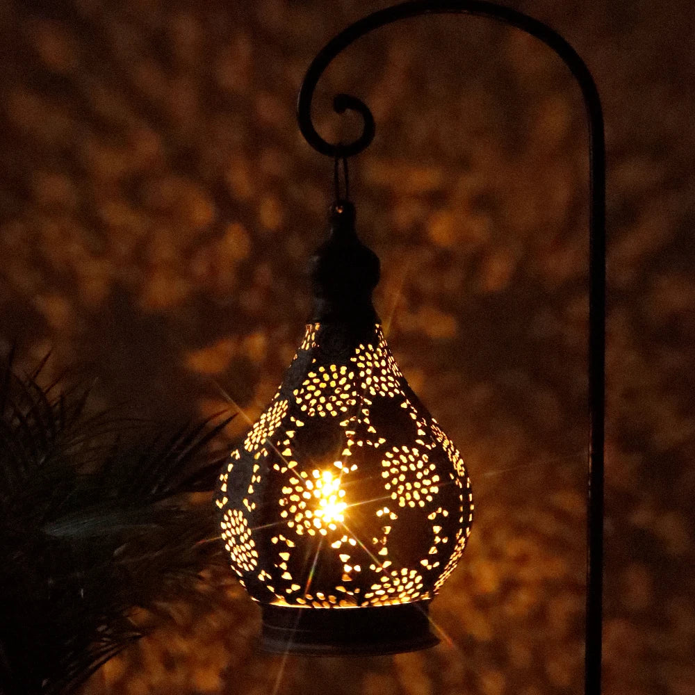 Moroccan Metal Hanging Lamp Battery Powered 29.5cm Tall Cordless Table Lamp for Home Decoration for Living Room Weddings