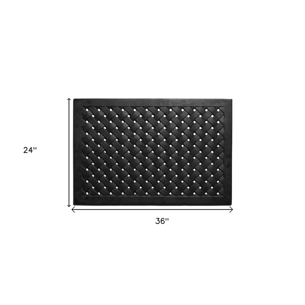 HMS Customizable 24\" X 36\" Black Rubber Weave Outdoor Door Mat for Bathroom Bedroom Art Construction for Home Decorative