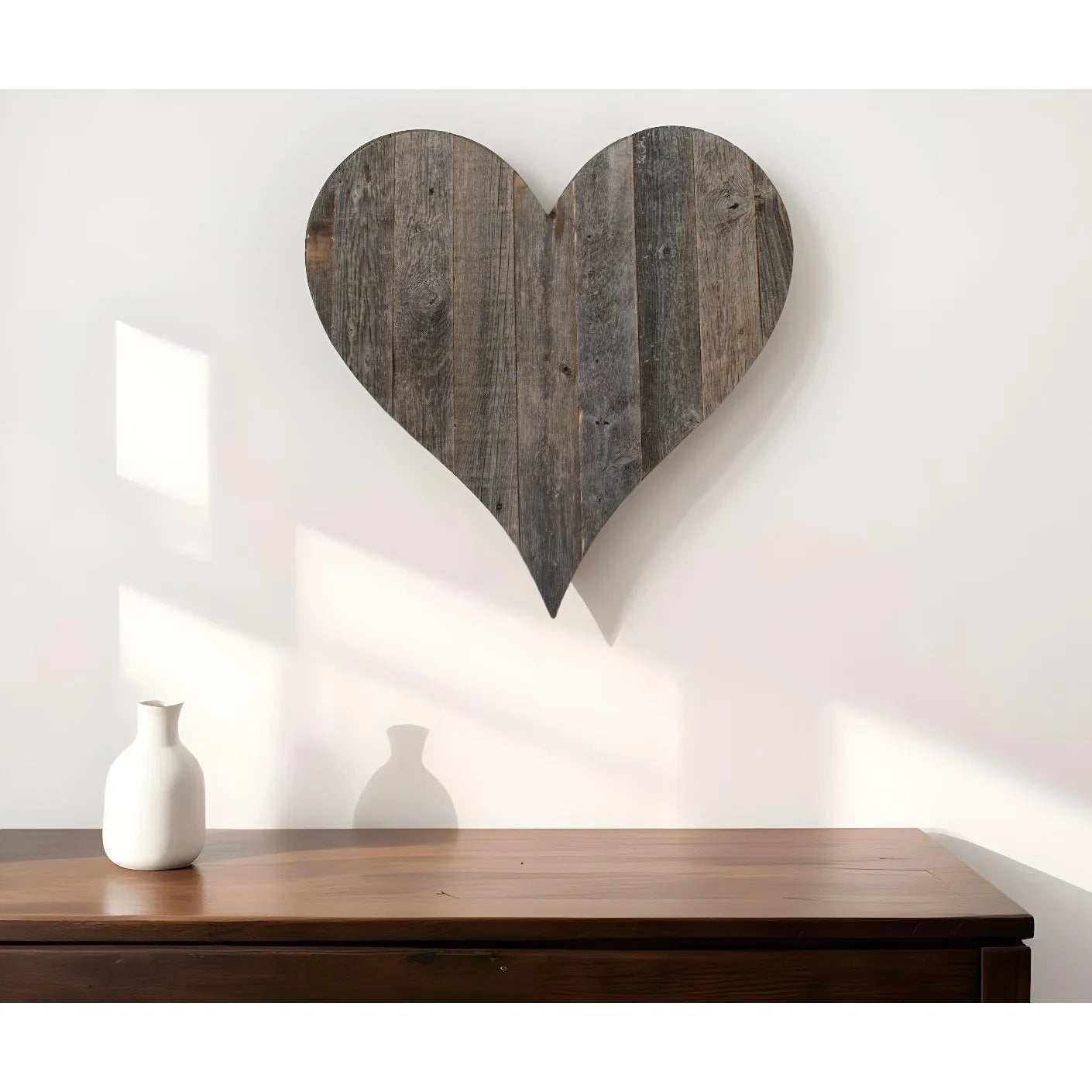 HMS 18\" Weathered Gray Reclaimed Wood Heart Wall Decor Stylish Home Decorative Piece