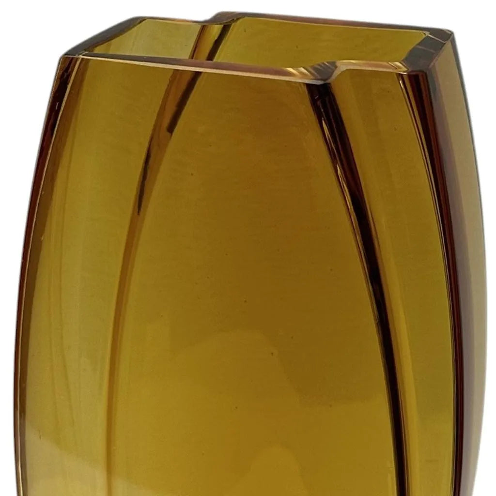 HMS Luxury 11\" Amber Lead-Free Crystal Tabletop Vase Modern Transparent Glaze for Home Decor Flower & Party Decorative Purpose