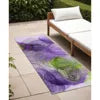 HMS 8' Beige Abstract Braided Polyester Runner Rug Non-Skid Indoor/Outdoor Feature Loop Pile Oriental Style for Home Use