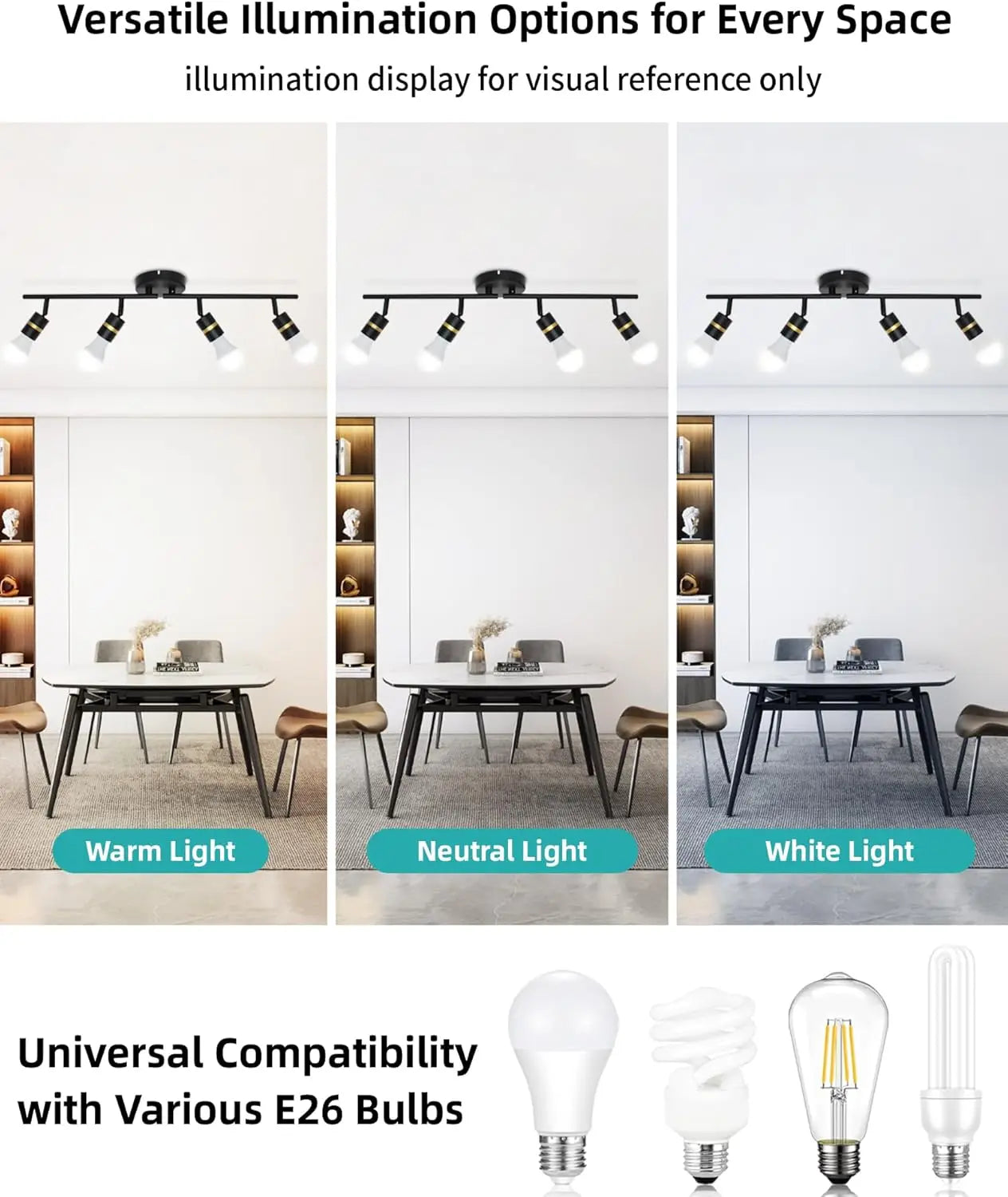 Spot Light Ceiling Lighting E26 Rotatable Head Decorative Track Lights for Shop Office Home