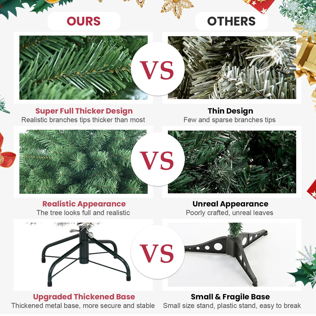 6ft~9ft Environmentally Friendly PVC Fireproof Christmas Tree, Easy to Assemble, Suitable for Home, Shopping Malls and Offices