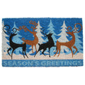 HMS 18\" X 30\" Blue Coir Deer Seasons Greetings Outdoor Holiday Door Mat Elegant Doormats for Home Use