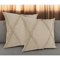 HMS Set of Two Taupe and Brown Diamond Cotton Throw Pillow with Fringes Decorative & Stylish for Home or Office