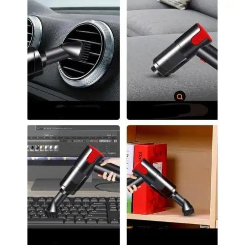 Portable 120W Red ABS Mini Desk Vacuum Cleaner Home Handheld with DC 12V USB Charging Wired & Wireless Type Car Battery Powered