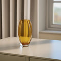 HMS Luxury 11\" Amber Lead-Free Crystal Tabletop Vase Modern Transparent Glaze for Home Decor Flower & Party Decorative Purpose