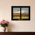 HMS Summer Pastures Framed Wall Art Black Framed Print of Holstein Cows with Windmill Home Decor