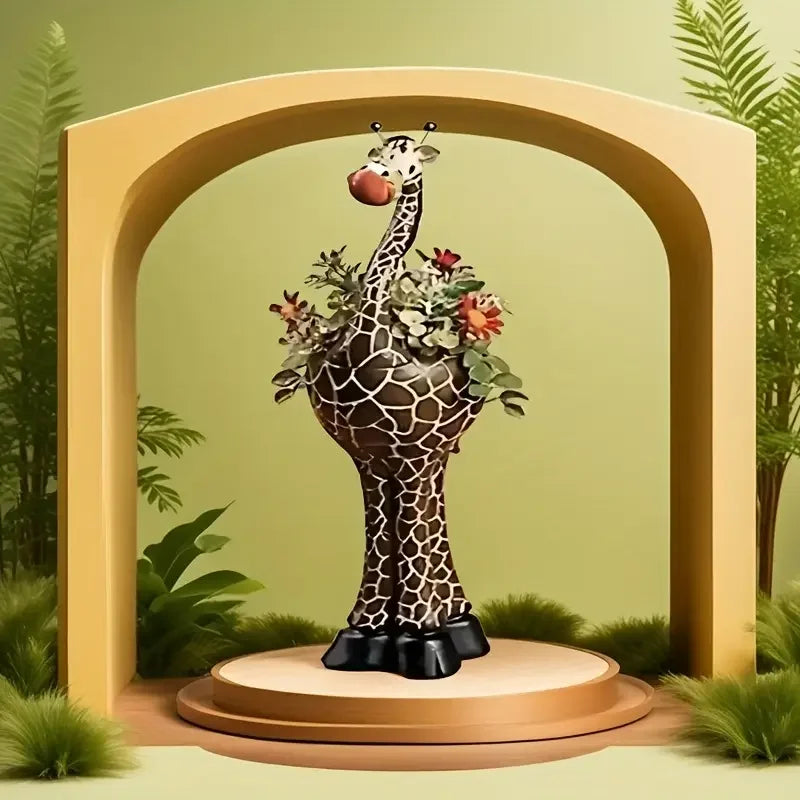 Enchanting Giraffe Flower Pot - Resin Garden Decoration, Suitable for Indoor/outdoor Gardens, Courtyards, and Home Decor