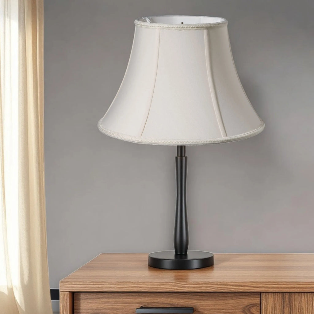 18\" Cream Slanted Bell Shantung Lampshade Classic Asian Indoor Home Decoration Bamboo for Modern Antique Classic Lighting