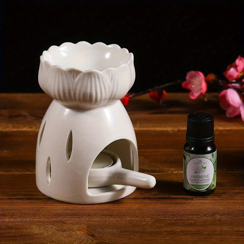 1 Set Ceramic Candle Burner and Essential Oil Diffuser, Suitable for Home Decoration and Gifts,Christmas and Warm Family Present