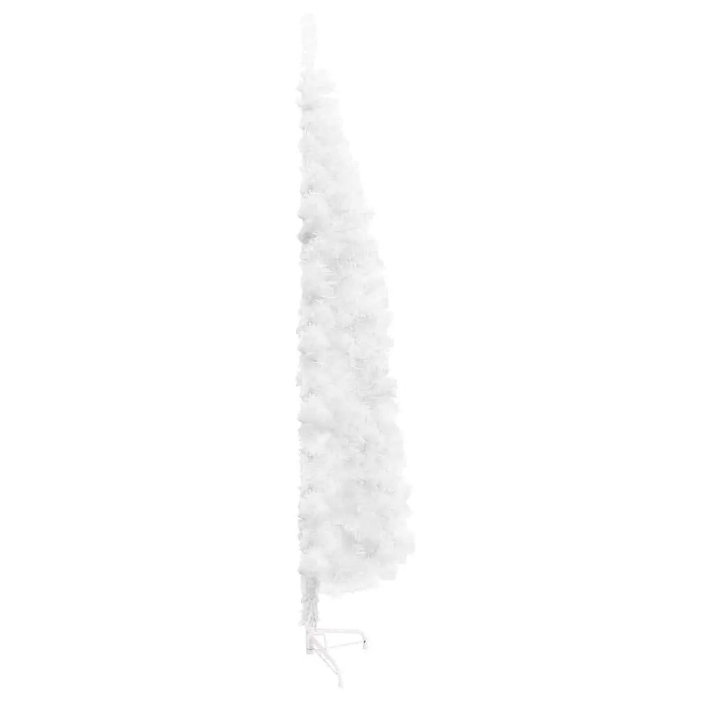 W2B VidaXL Luxury Half Artificial Christmas Tree White PVC Steel Slim High Quality Standing for Home Outdoor Decorations