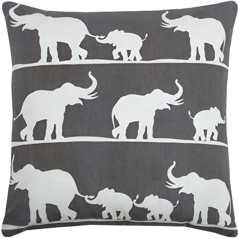 HMS 20\" Gray and White Elephant Design Cotton Throw Pillow-Decorative & Stylish Pillow for Home Decor