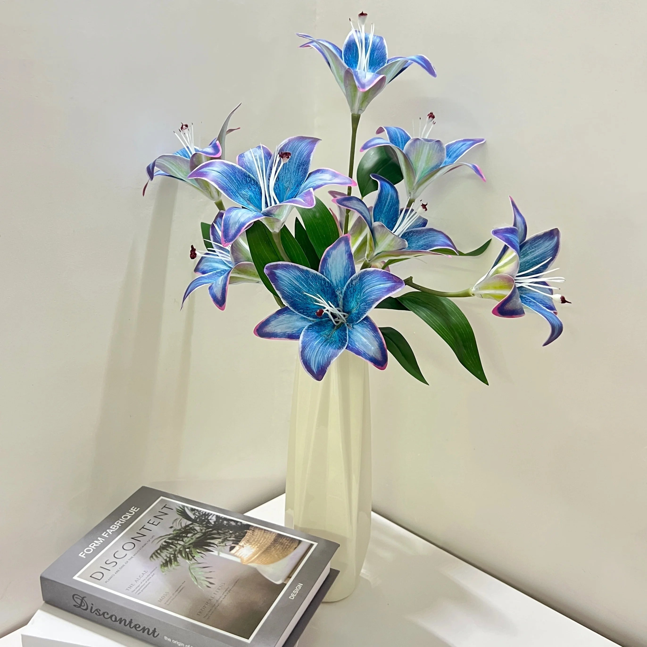9-Head Artificial Lily Bouquet - Realistic 3D Touch Plastic Lilies, Faux Floral Arrangement for Wedding, Home Decor