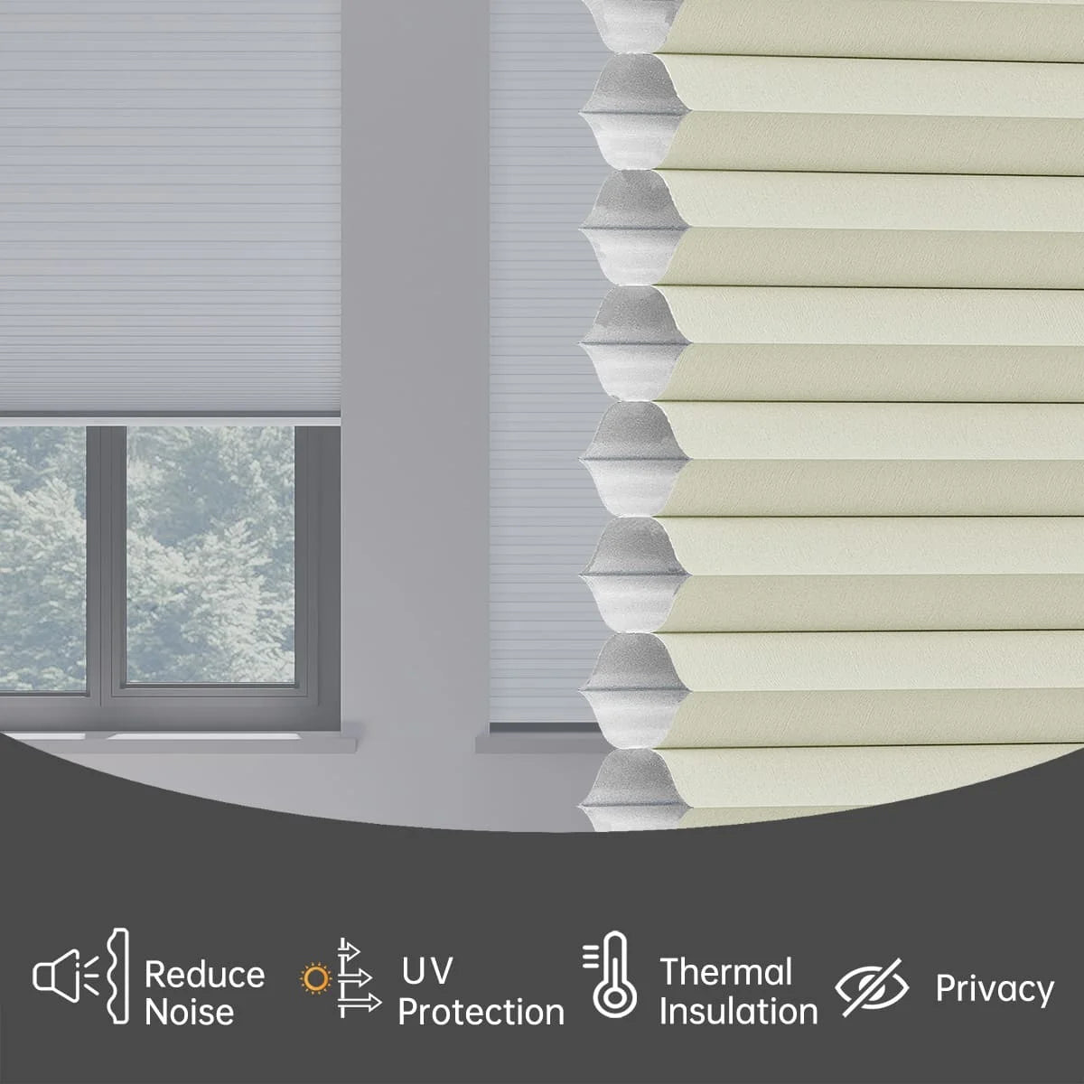 Blackout Cordless Cellular Shades Pull Down Honeycomb Blinds  Custom Side Window Treatment for Home Office Living Room