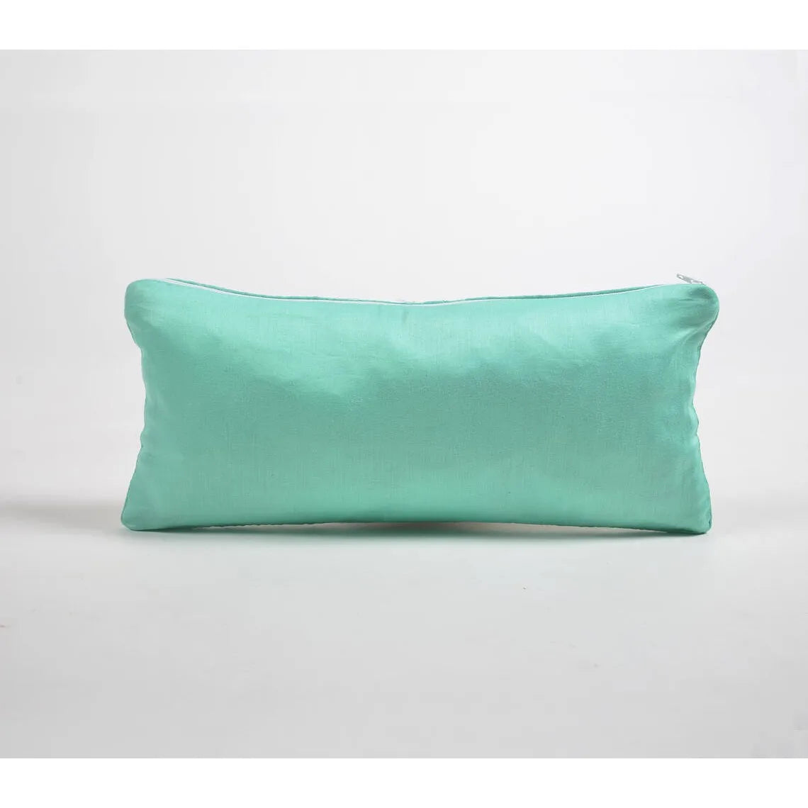 HMS 6\" X 14\" Blue Green Paisley Embroidered Cotton Throw Pillow Cover Elegant Towel for Home Decor