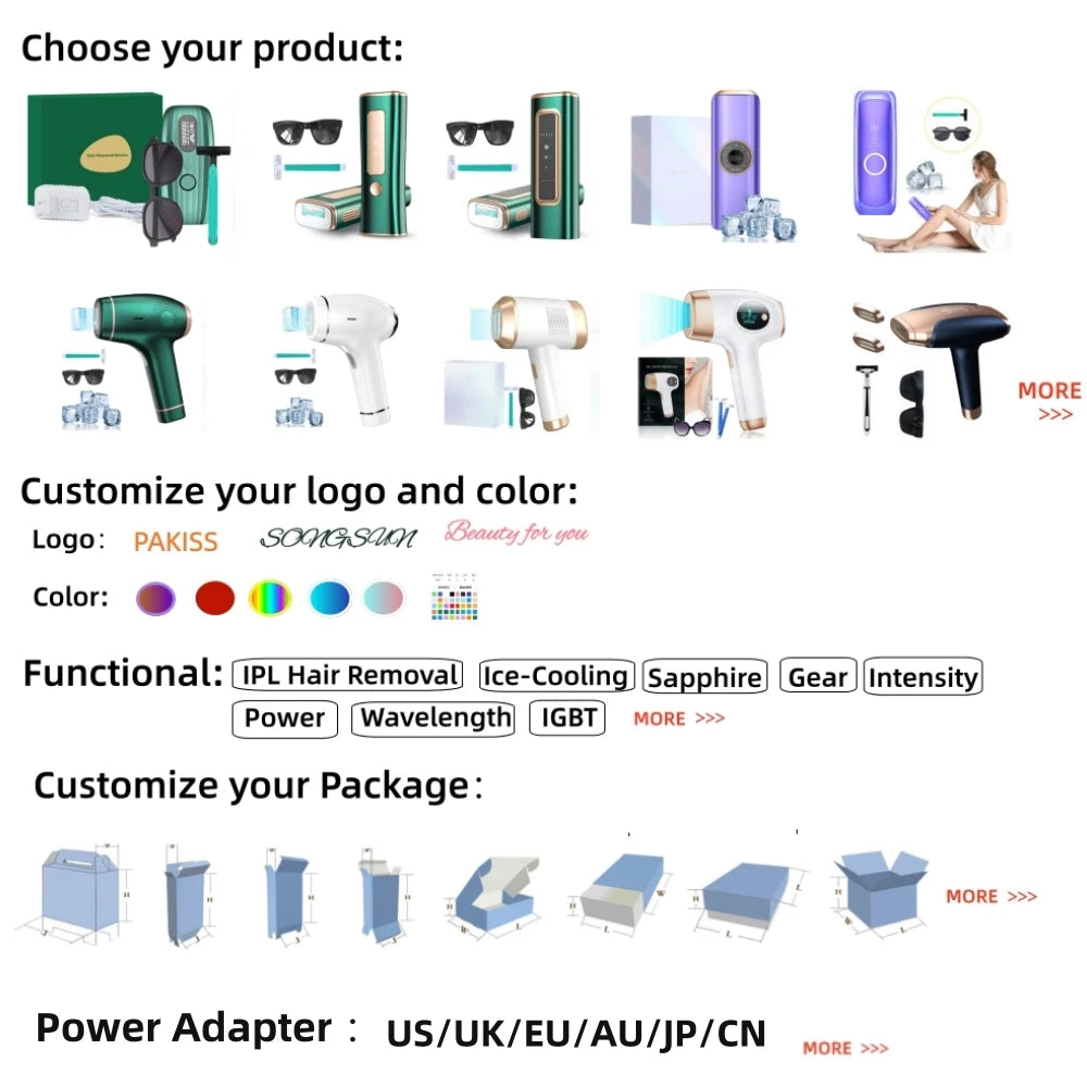PAKISS At-Home IPL Hair Removal Device,Painless IPL Hair Removal System for Smooth Skin, Treats Underarm Leg Bikini Line