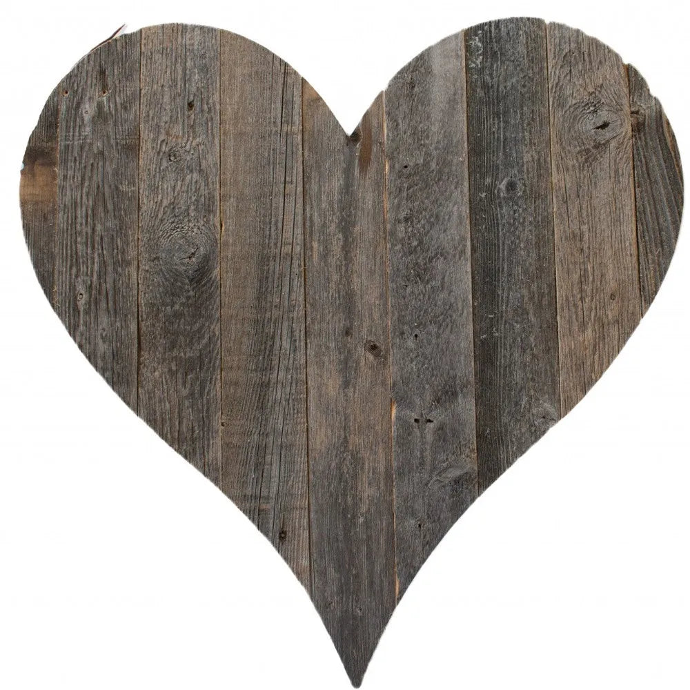 HMS 18\" Weathered Gray Reclaimed Wood Heart Wall Decor Stylish Home Decorative Piece
