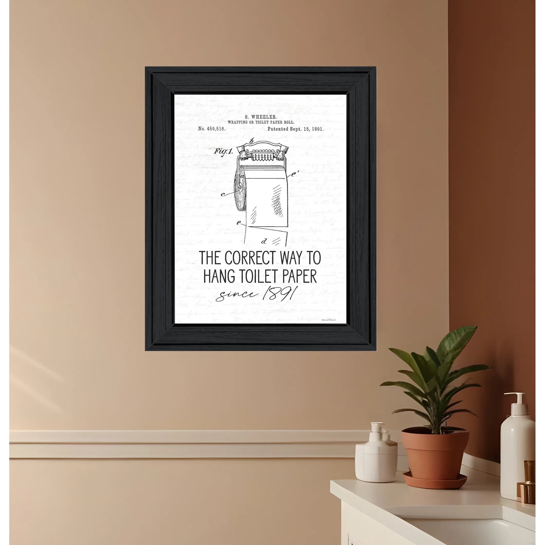 HMS Black Framed Print Bathroom Wall Art Correct Way to Hang Toilet Paper Home Decor