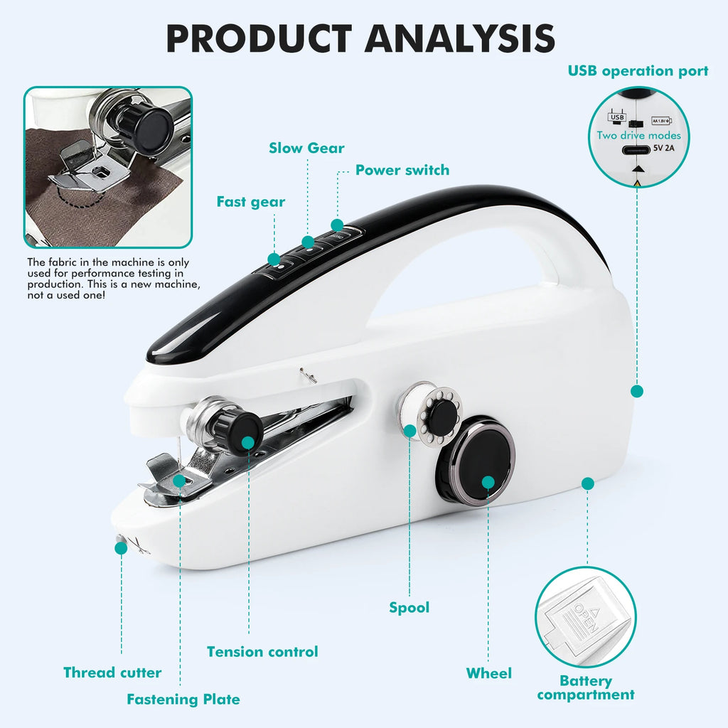 Mini Handheld Sewing Machine, Portable Electric Sewing Machine with Sewing Accessories