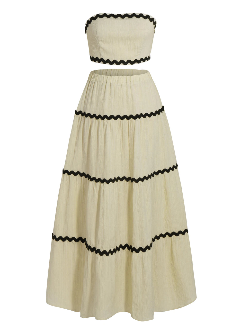 Women's Maxi Skirt Set Summer Beige Sleeveless Wrap Top & Maxi Skirt 2 Piece Sets Fashion Casual Beach Vacation Sets