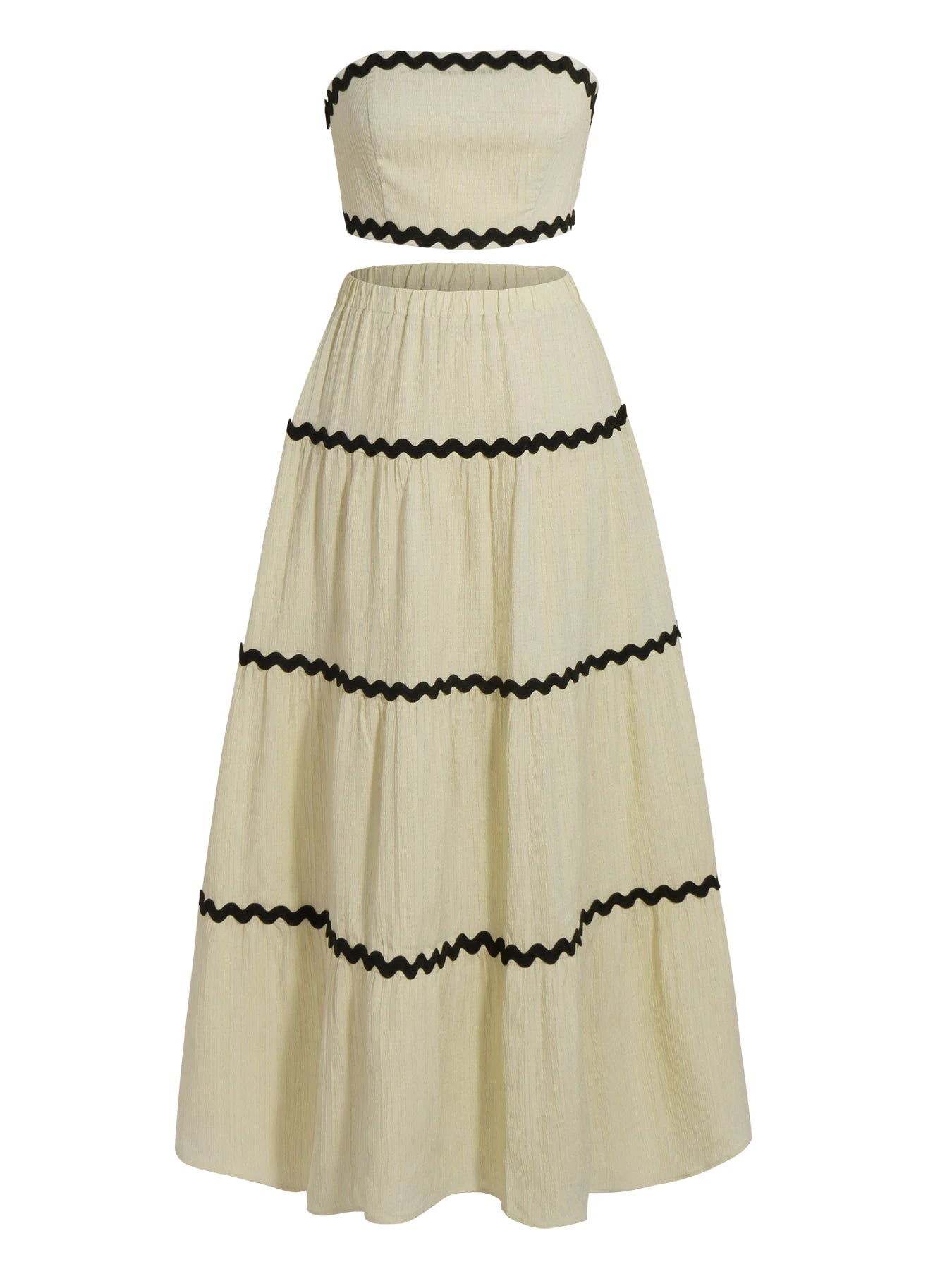 Women's Maxi Skirt Set Summer Beige Sleeveless Wrap Top & Maxi Skirt 2 Piece Sets Fashion Casual Beach Vacation Sets