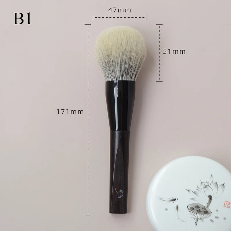 Soft Goat Canadian Squirrel Hair Makeup Brush Hand Crafted 1PC Face Powder Blush Brush Mother-of-Pearl Ebony Handle Makeup Brush